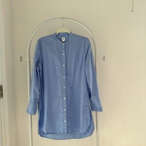 Womens GAP Long Blue Striped Shirt, M